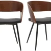 Chaises design bois foncé noyer, assises et métal noirs (lot de 2) RIFF
