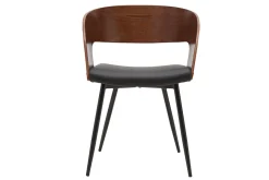 Chaises design bois foncé noyer, assises et métal noirs (lot de 2) RIFF