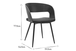 Chaises design bois foncé noyer, assises et métal noirs (lot de 2) RIFF
