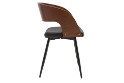 Chaises design bois foncé noyer, assises et métal noirs (lot de 2) RIFF