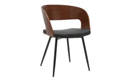 Chaises design bois foncé noyer, assises et métal noirs (lot de 2) RIFF