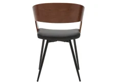Chaises design bois foncé noyer, assises et métal noirs (lot de 2) RIFF