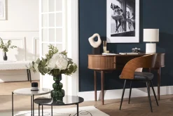Chaises design bois foncé noyer, assises et métal noirs (lot de 2) RIFF