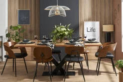 Chaises design bois foncé noyer, assises et métal noirs (lot de 2) RIFF