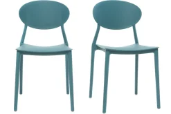 Chaises design empilables bleu canard intérieur - extérieur (lot de 2) ANNA