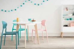 Chaises design empilables bleu canard intérieur - extérieur (lot de 2) ANNA