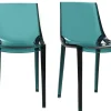 Chaises design empilables bleu pétrole transparent intérieur - extérieur (lot de 2) YZEL