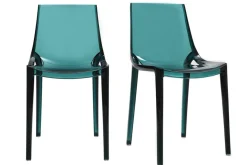 Chaises design empilables bleu pétrole transparent intérieur - extérieur (lot de 2) YZEL