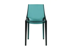 Chaises design empilables bleu pétrole transparent intérieur - extérieur (lot de 2) YZEL