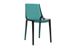 Chaises design empilables bleu pétrole transparent intérieur - extérieur (lot de 2) YZEL