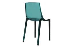 Chaises design empilables bleu pétrole transparent intérieur - extérieur (lot de 2) YZEL