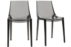 Chaises design empilables gris transparent intérieur - extérieur (lot de 2) YZEL