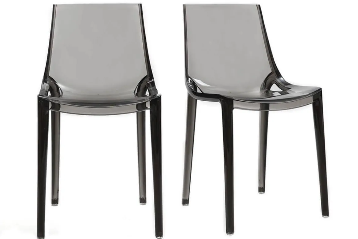 Chaises design empilables gris transparent intérieur - extérieur (lot de 2) YZEL