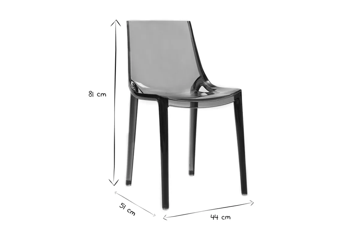 Chaises design empilables gris transparent intérieur - extérieur (lot de 2) YZEL