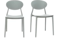 Chaises design empilables gris clair intérieur - extérieur (lot de 2) ANNA