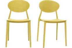 Chaises design empilables jaunes intérieur - extérieur (lot de 2) ANNA