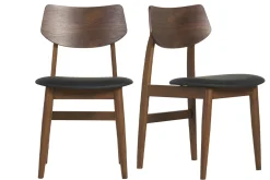 Chaises design en bois foncé et noir (lot de 2) ELION