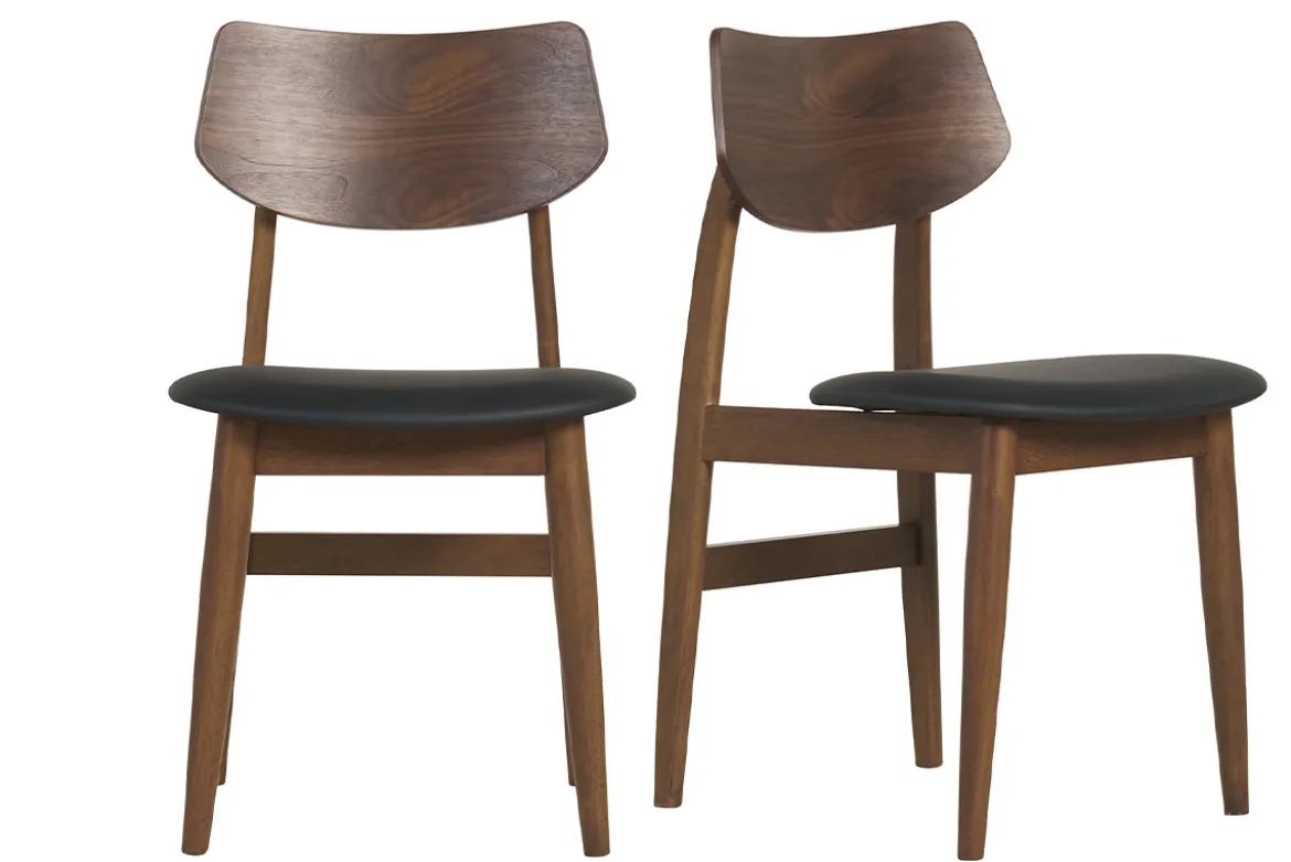 Chaises design en bois foncé et noir (lot de 2) ELION