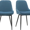 Chaises design en tissu bleu canard et métal noir (lot de 2) HOLO