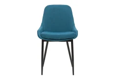 Chaises design en tissu bleu canard et métal noir (lot de 2) HOLO