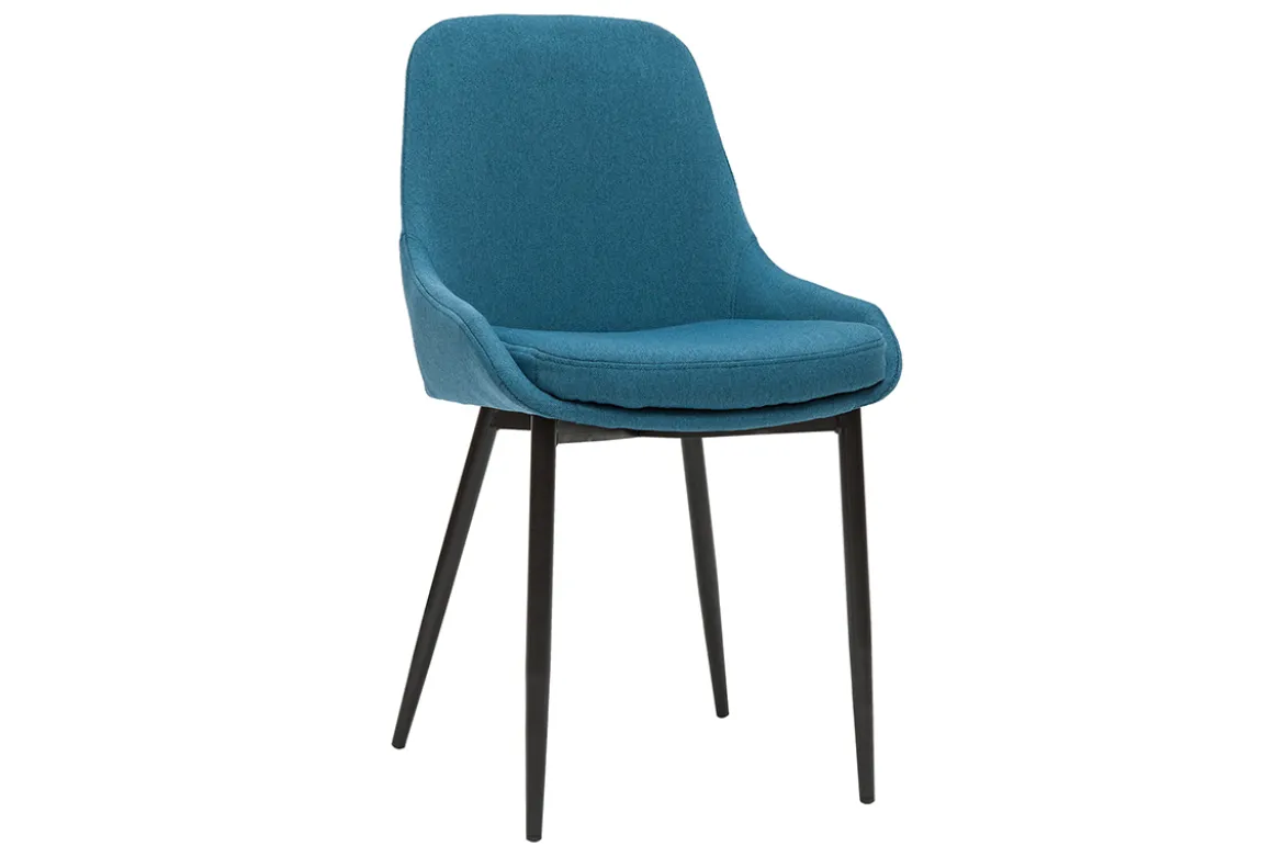Chaises design en tissu bleu canard et métal noir (lot de 2) HOLO