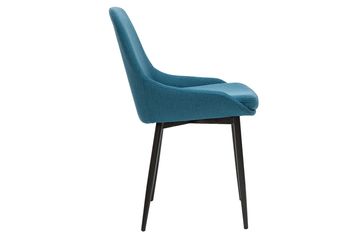 Chaises design en tissu bleu canard et métal noir (lot de 2) HOLO
