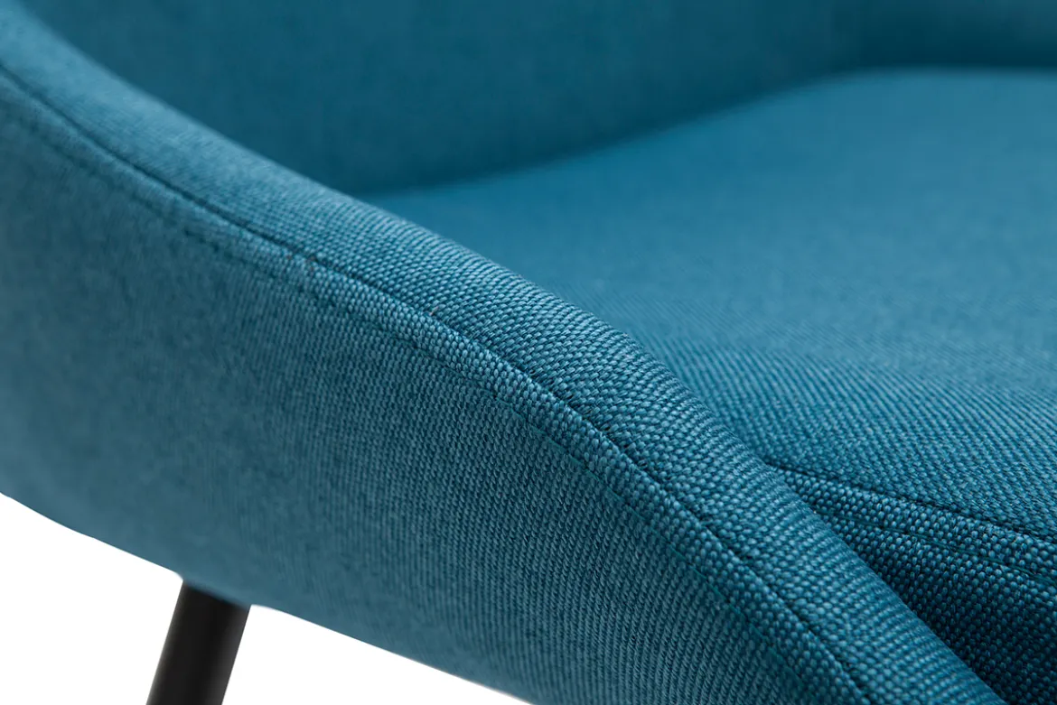 Chaises design en tissu bleu canard et métal noir (lot de 2) HOLO