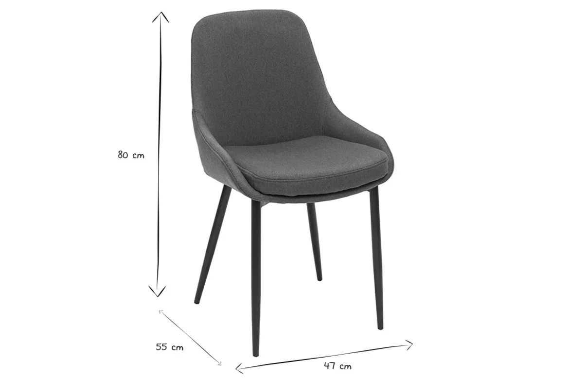 Chaises design en tissu bleu canard et métal noir (lot de 2) HOLO