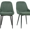 Chaises design en tissu chenille vert kaki et métal noir (lot de 2) HOLO