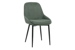 Chaises design en tissu chenille vert kaki et métal noir (lot de 2) HOLO