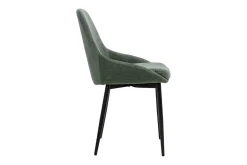 Chaises design en tissu chenille vert kaki et métal noir (lot de 2) HOLO
