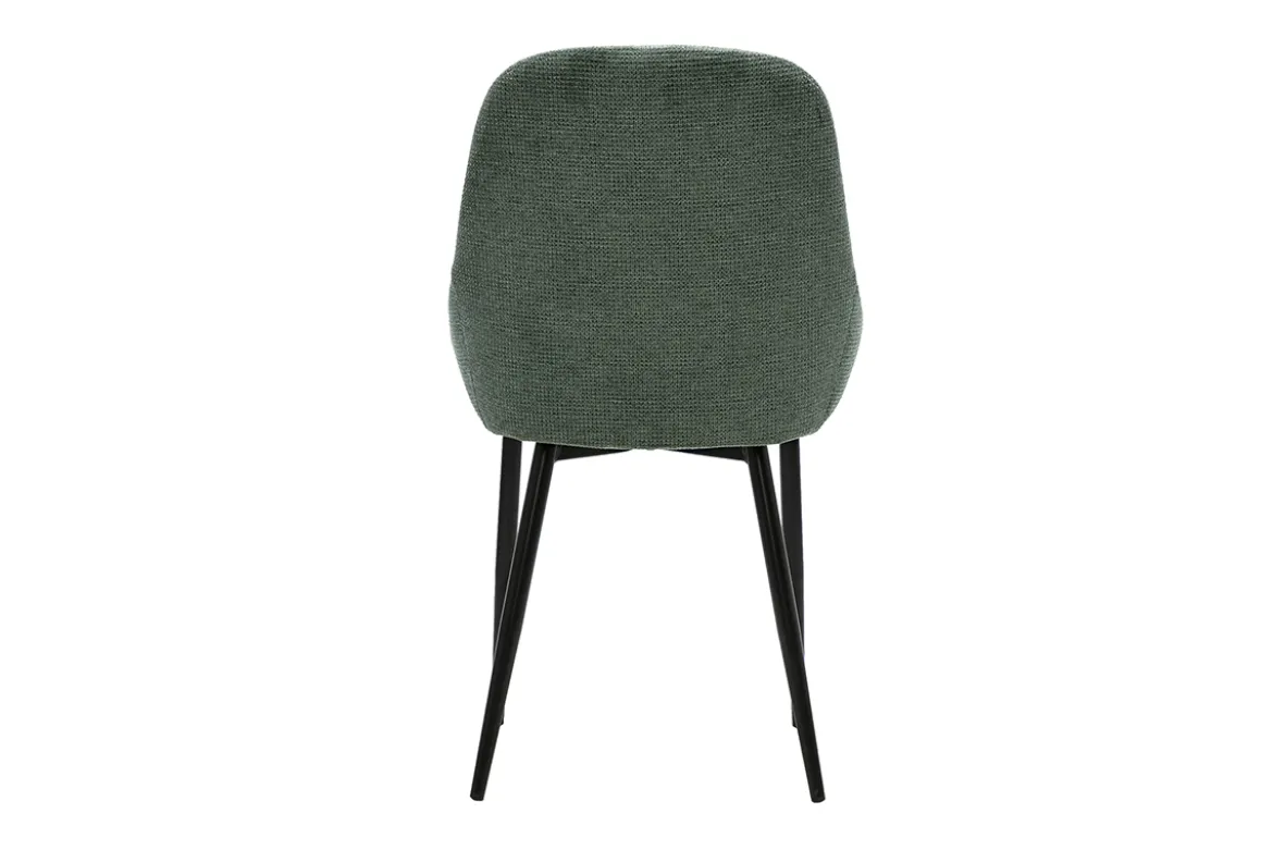 Chaises design en tissu chenille vert kaki et métal noir (lot de 2) HOLO