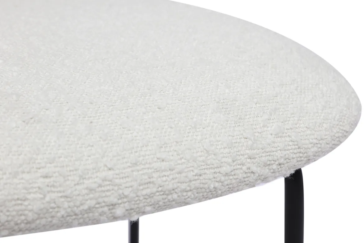 Chaises design en tissu effet laine bouclée blanc, métal noir et cannage rotin (lot de 2) MIRANDA