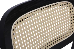 Chaises design en tissu effet laine bouclée blanc, métal noir et cannage rotin (lot de 2) MIRANDA
