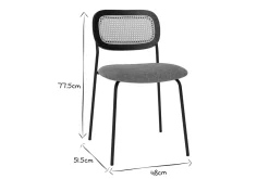 Chaises design en tissu effet velours texturé bronze, métal noir et cannage rotin (lot de 2) MIRANDA