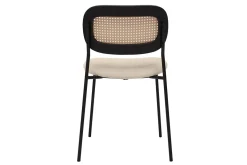 Chaises design en tissu effet velours texturé beige, métal noir et cannage rotin (lot de 2) MIRANDA