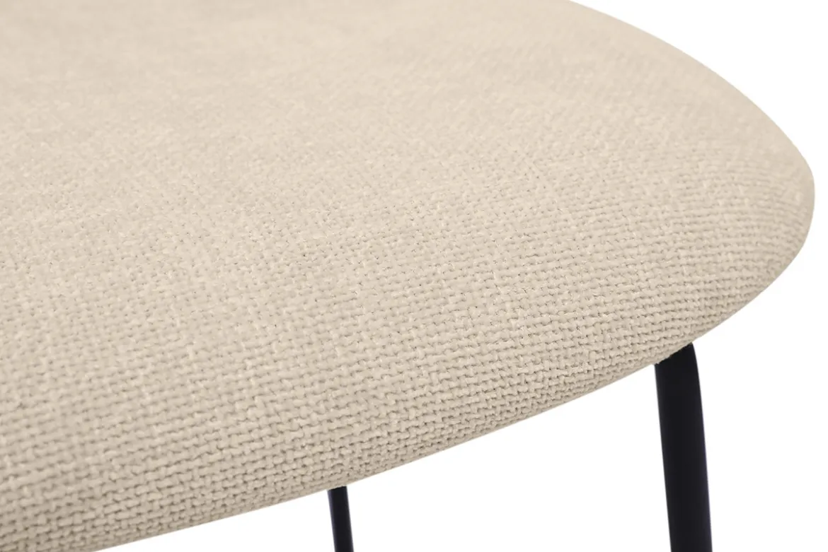 Chaises design en tissu effet velours texturé beige, métal noir et cannage rotin (lot de 2) MIRANDA