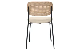 Chaises design en tissu effet velours texturé beige, métal noir et cannage rotin (lot de 2) MIRANDA