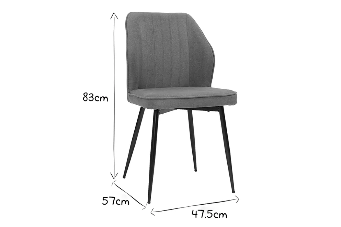 Chaises design en tissu effet velours beige et métal noir (lot de 2) FANETTE