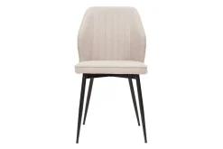 Chaises design en tissu effet velours beige et métal noir (lot de 2) FANETTE