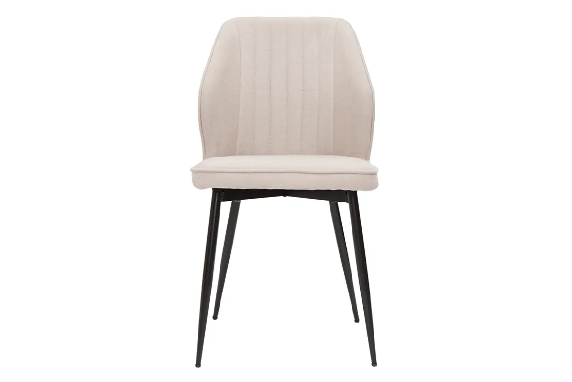 Chaises design en tissu effet velours beige et métal noir (lot de 2) FANETTE