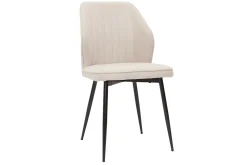 Chaises design en tissu effet velours beige et métal noir (lot de 2) FANETTE