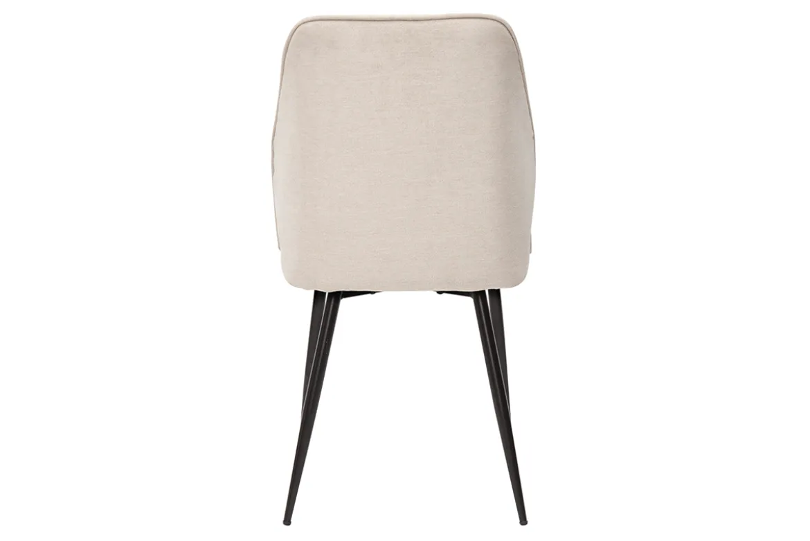 Chaises design en tissu effet velours beige et métal noir (lot de 2) FANETTE