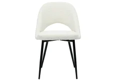 Chaises design en tissu effet laine bouclée blanc et métal noir (lot de 2) COSETTE