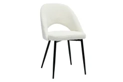 Chaises design en tissu effet laine bouclée blanc et métal noir (lot de 2) COSETTE