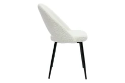 Chaises design en tissu effet laine bouclée blanc et métal noir (lot de 2) COSETTE
