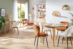 Chaises design en tissu effet laine bouclée blanc et métal noir (lot de 2) COSETTE