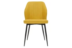 Chaises design en tissu effet velours jaune moutarde et métal noir (lot de 2) FANETTE