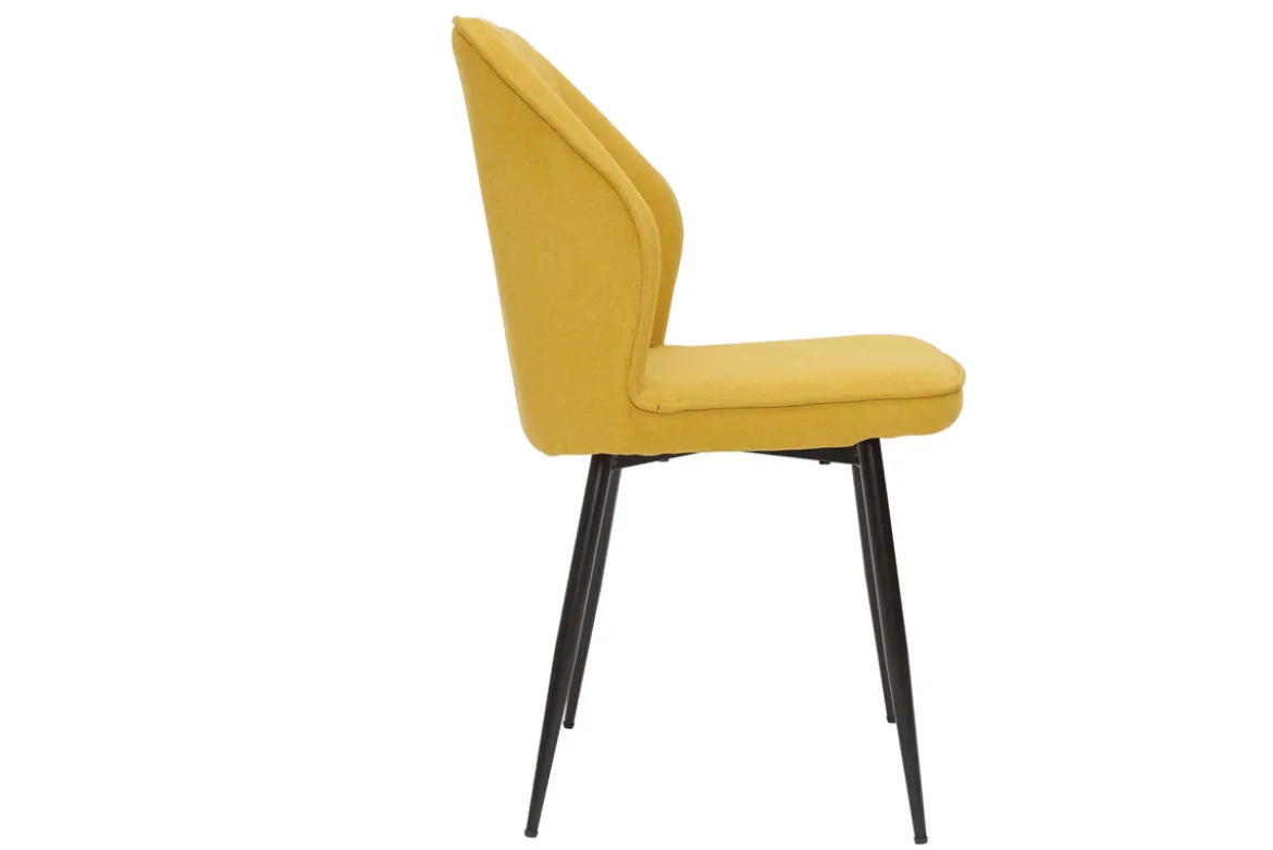 Chaises design en tissu effet velours jaune moutarde et métal noir (lot de 2) FANETTE