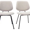Chaises design en tissu effet velours texturé beige et métal noir (lot de 2) BARNET
